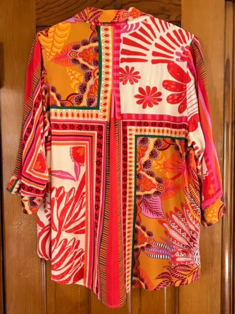 Christian Siriano Tropical Floral Print 3/4 Slv Button Dwn Shirt Woman's Size 1X - Picture 4 of 11